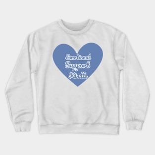 Emotional Support Kindle Blue - Text On Full Heart Crewneck Sweatshirt